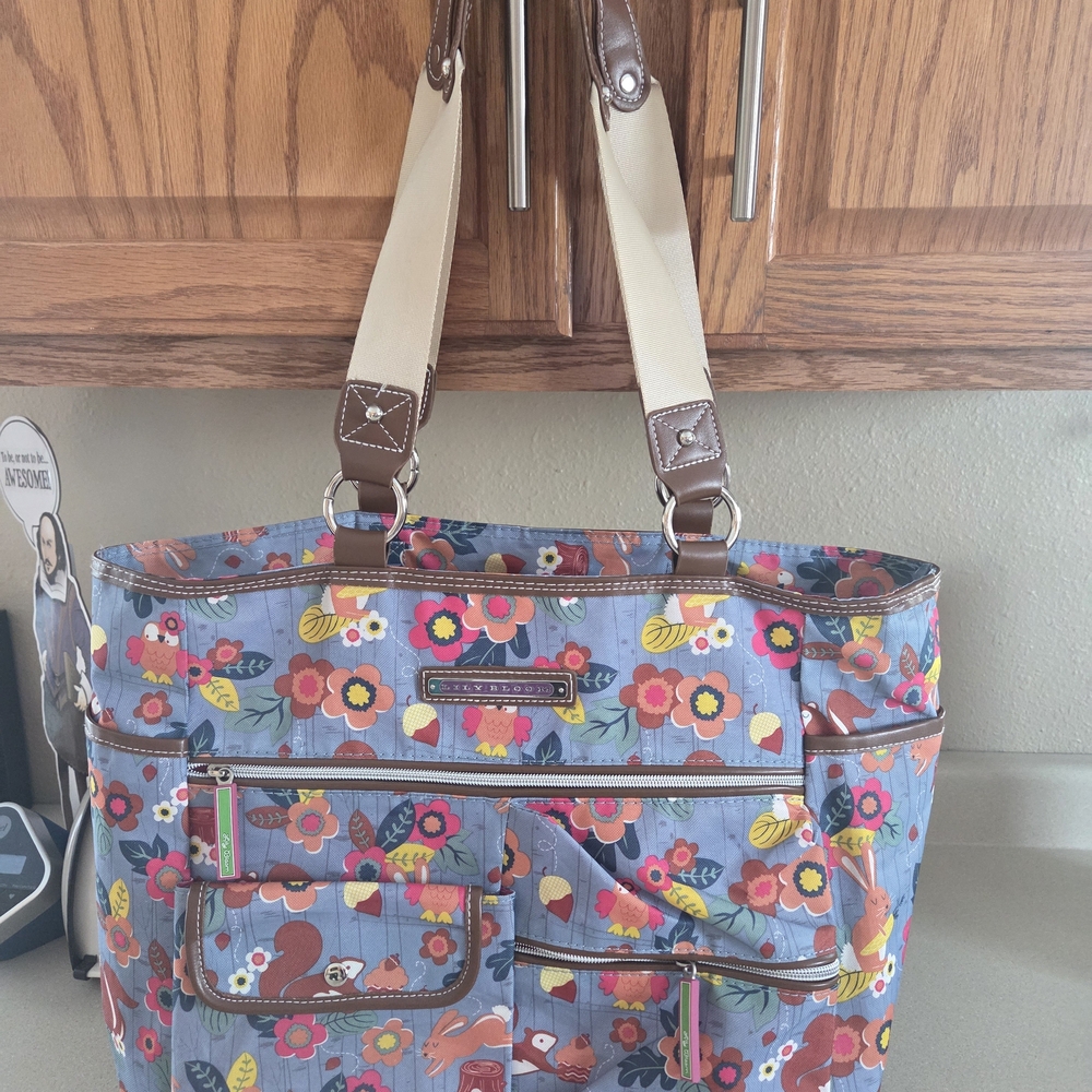 Lily Bloom Multicolor Floral Baby Bag with Brown Accents